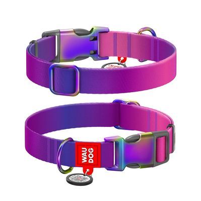 Нашийник для тварин WAUDOG Nylon Recycled з QR паспортом градієнт XL фіолетовий (46509)