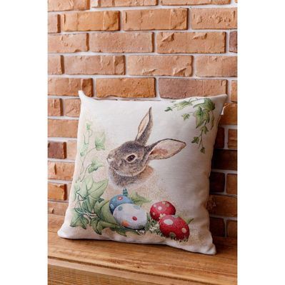 Подушка Прованс декоративна гобеленова Заєць з писанками Веснянка 45х45 см (034268)