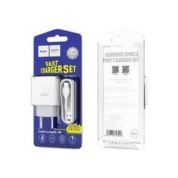 Зарядний пристрій HOCO C72A Glorious single port charger set(Type-C) White (6931474713018)