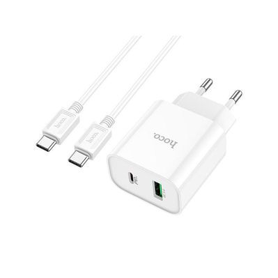 Зарядний пристрій HOCO C80A Plus Rapido PD20W+QC3.0 charger set(C to C) White (6931474779908)