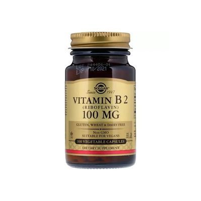 Вітамін Solgar Вітамін B2 (рибофлавін), Vitamin B2 (Riboflavin), 100 мг, 100 вегетаріа (SOL-03050)