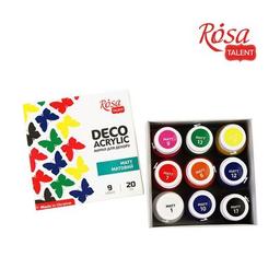 Акриловые краски Rosa для декора матовые 9 цв по 20 мл (4823098511694)