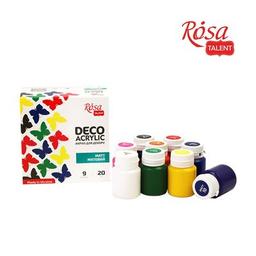 Акриловые краски Rosa для декора матовые 9 цв по 20 мл (4823098511694)