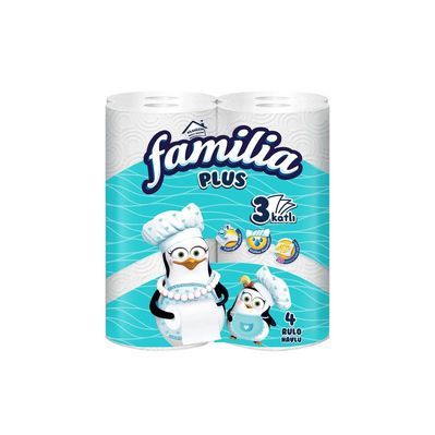 Паперові рушники Familia 90 відривів 3 шари 4 рулони (8690536024612)