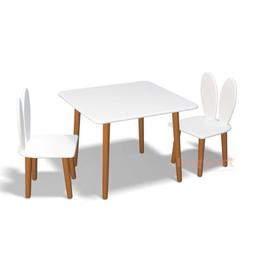 Детский стол Ingvart квадратний та 2 стільці "Зайчик" (pc-SQ-0000)