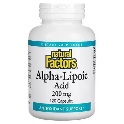 Вітамінно-мінеральний комплекс Natural Factors Альфа-ліпоєва кислота, 200 мг, Alpha-Lipoic Acid, 120 капсул (NFS-02099)