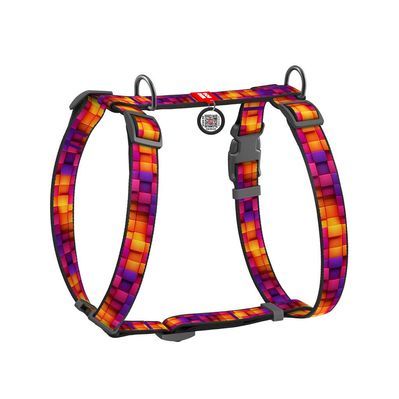 Шлея для собак WAUDOG Nylon з QR-паспортом анатомічна H-подібна "Куби 3Д" пластиковий фастекс S (320-4057)