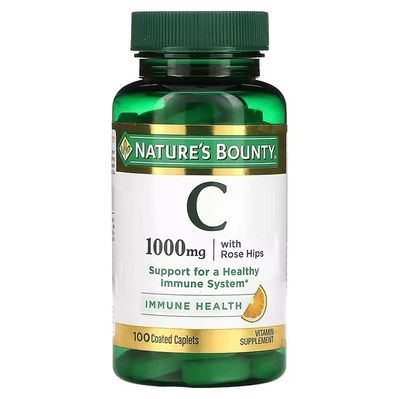 Вітамін Nature's Bounty Вітамін С з шипшиною, 1000 мг, Vitamin C with Rose Hips, 100 каплет (NRT-00690)