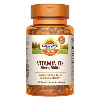 Витамин Sundown Витамин D3, 2000 МЕ, Vitamin D3, Sundown Naturals, 150 гелевых капсул (SDN17621)