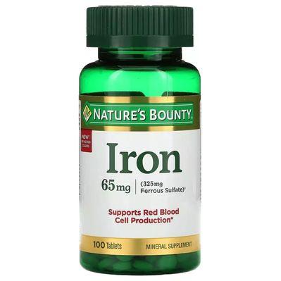 Минералы Nature's Bounty Железо, 65 мг, Iron, 100 таблеток (NRT-41383)
