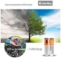 Акумулятор ColorWay AAА USB-С 590 mAh 1.5V (2шт) (Li-Polymer) (CW-UBAAA-09)