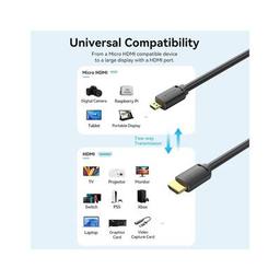 Кабель мультимедийный HDMI to Micro HDMI 3.0m V2.0 4K 60Hz 18Gbps HDR Dolby Vention (AGHBI)