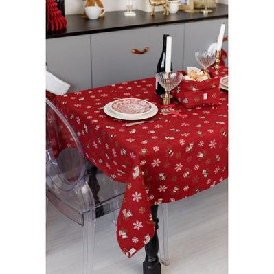 Скатертина Прованс Дзвіночки на червоному 136х136 см (036856)