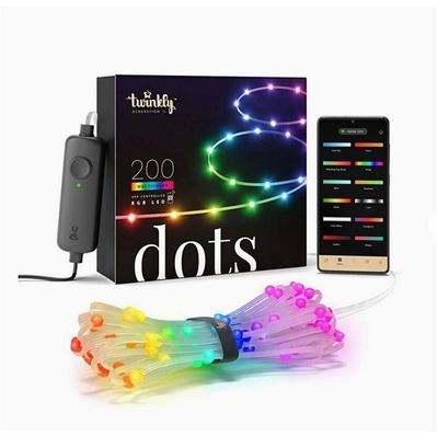 Гірлянда Twinkly Smart LED Dots 200 RGB LED Lights String, Clear Wire, Plug, IP44 10м (TWD200STP-TEU)
