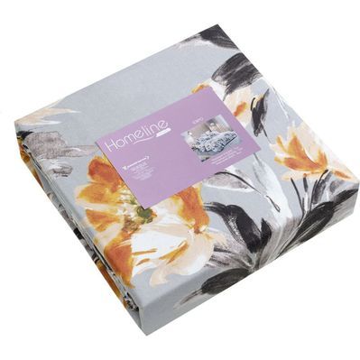 Постільна білизна Home Line Півонія фланель сірий євро (179233)