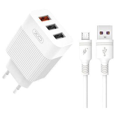 Зарядний пристрій XO L72 QC3.0 3USB +micro (XO-L72-MCR)