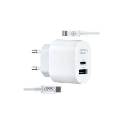 Зарядное устройство XO L97 (1Type-C/1USB/2.4A) + Type-C - Lightning White (XO-L97-LG)