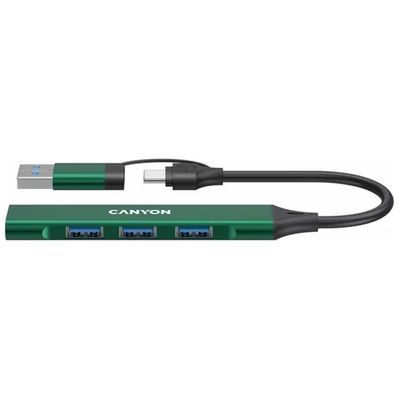 Концентратор Canyon hub DS-02 4in1 USB-A/C Green (CNS-TDS02GR)