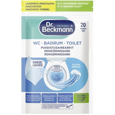 Засіб для чищення унітазу Dr. Beckmann Magic Leaves Розчинні серветки Океанський бриз 20 шт. (4008455615813)