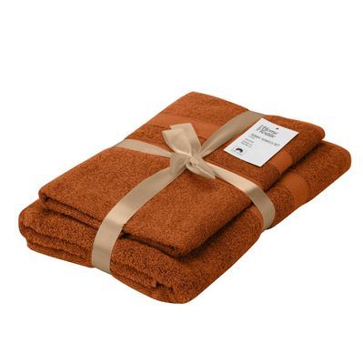 Рушник Ardesto набір махрових Splendid 50х90 см, 70х140 см, 2шт, 100% бавовна, теракотовий (ART2359TE)