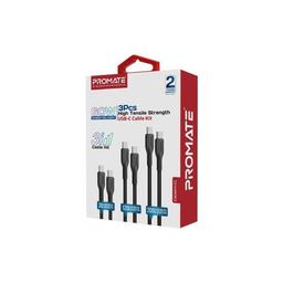 Дата кабель USB-C to USB-C cablekit-cc.black Promate (cablekit-cc.black)