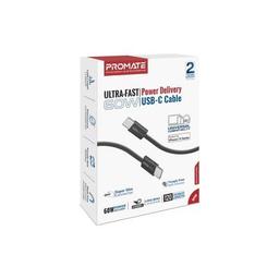 Дата кабель USB-C to USB-C ecoline-cc120.black Promate (ecoline-cc120.black)