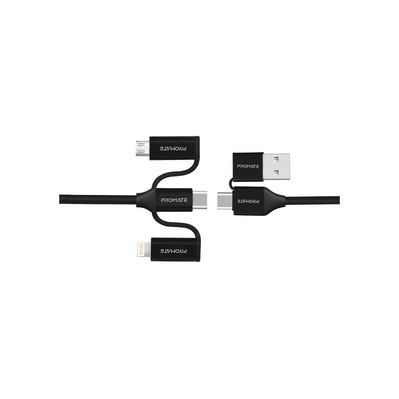 Дата кабель USB 2.0 AM to Lightning + Micro 5P + Type-C pentapower.black Promate (pentapower.black)