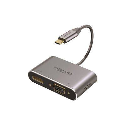 Дата кабель USB-C to HDMI/VGA mediahub-c2.grey Promate (mediahub-c2.grey)
