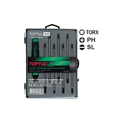 Набір викруток Toptul для точних робіт 14 в 1 (T5-T20,PH,SL) (GAAW0804)