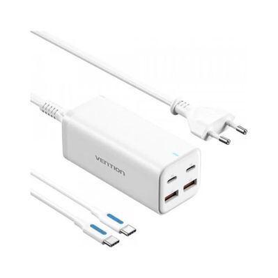 Зарядний пристрій Vention 4xUSB 100W (2xUSB-C+2xUSB-A) PD3.0/QC 3.0/GaN White (FBSWG-EU)