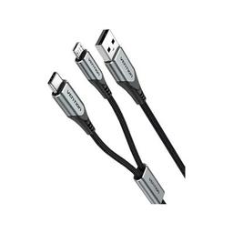 Дата кабель USB 2.0 AM to Micro 5P + Type-C 0.5m Y-Splitter 480Mbps Aluminum Alloy Gray Vention (CQGHD)