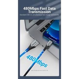 Дата кабель USB 2.0 AM to Lightning 2.0m 2.4A Aluminum Alloy Purple Vention (LABVH)