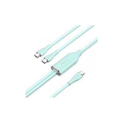 Дата кабель USB-C to 2xUSB-C 1.5m 5.0A Silicone Type Green Vention (CTMGG)