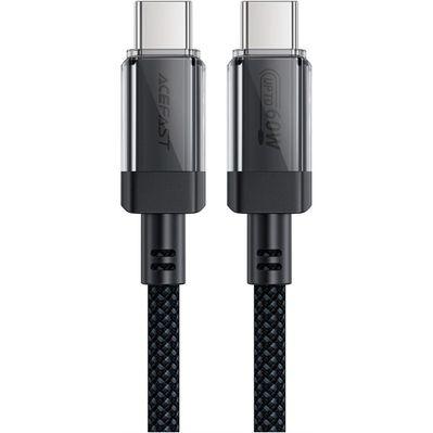 Дата кабель USB-C to USB-C 1.2m 60W stainless steel C12-03 Black Acefast (6974316283317)