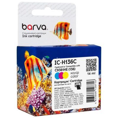 Картридж Barva HP 136 (C9361HE) 220c, Color (IC-H136C)