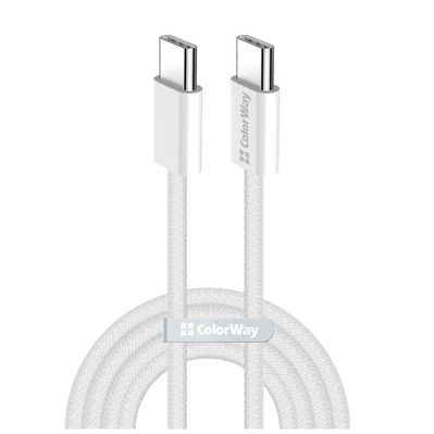 Дата кабель USB-C to USB-C 2.0m (braided cotton) (PD Fast Charging 60W) 3.0А grey ColorWay (CW-CBPDCC068-GR)