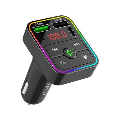 FM модулятор Havit HV-FM812BT 2USB+USB-C RGB Black (HV-FM812BT)