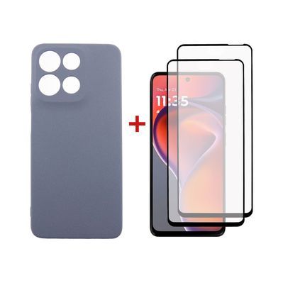 Чохол до мобільного телефона Dengos Motorola G15/G15 Power Carbon + glass 2pcs (Grey) (DG-CTG2P-17)