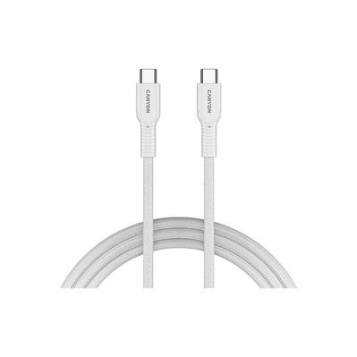 Дата кабель USB-C to USB-C 1.0m OnWire 60CL C-C 60W COLOR Braided 1m White Canyon (CND-CCAP60AB10W)
