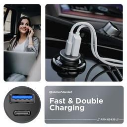 Зарядний пристрій Armorstandart USB Type-C PD20W + USB QC 3.0 Grey + cable Lightning (ARM82460)