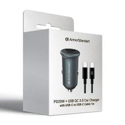 Зарядное устройство Armorstandart USB Type-C PD20W + USB QC 3.0 Grey + cable USB-C (ARM82461)