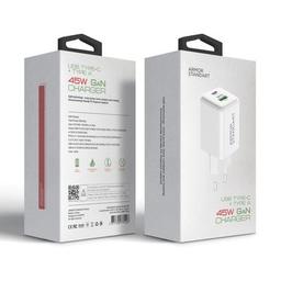 Зарядное устройство Armorstandart AR372 45W GaN Type-C + USB White (ARM77550)
