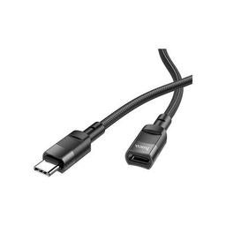 Дата кабель USB-C M to USB-C F extension 1.2m U107 black HOCO (6931474789990)