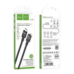 Дата кабель USB-C M to USB-C F extension 1.2m U107 black HOCO (6931474789990)