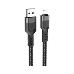 Дата кабель USB 2.0 AM to Lightning 1.2m 2.4A nylon aluminum U110 black HOCO (6931474770561)
