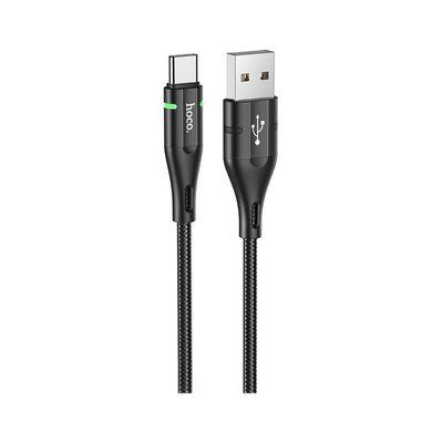 Дата кабель USB 2.0 AM to USB-C 1.2m 3A nylon aluminum with light indicator U93 black HOCO (6931474732170)
