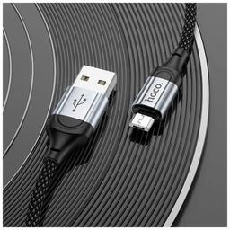 Дата кабель USB 2.0 AM to Micro 5P 1.0m 2.4A nylon X102 black HOCO (6942007608763)