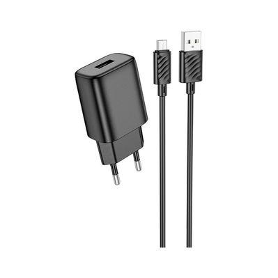 Зарядное устройство HOCO C134A Solid USB + cable USB to Micro 5P Black (6942007621335)