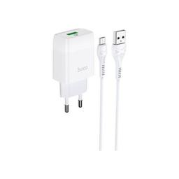 Зарядное устройство HOCO C72Q Glorious USB QC3.0 + cable USB to Micro 5P 18W White (6931474732538)