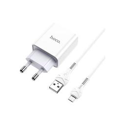 Зарядное устройство HOCO C81A Asombroso USB + cable Micro 5P 10.5W White (6931474727954)